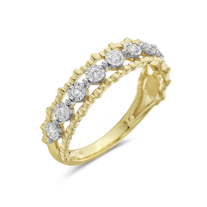 14K White and Yellow Gold Lattice Diamond Band by Bassali