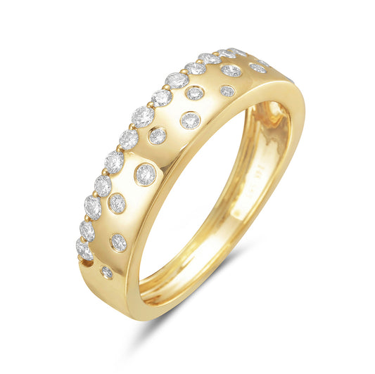 14 Karat Yellow Gold Band with Scattered Diamonds