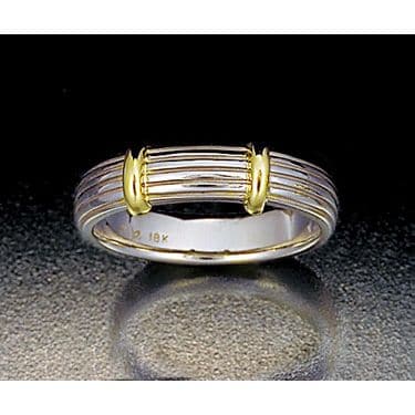 14K Yellow and White Gold Men's Wedding Band by John Bagley