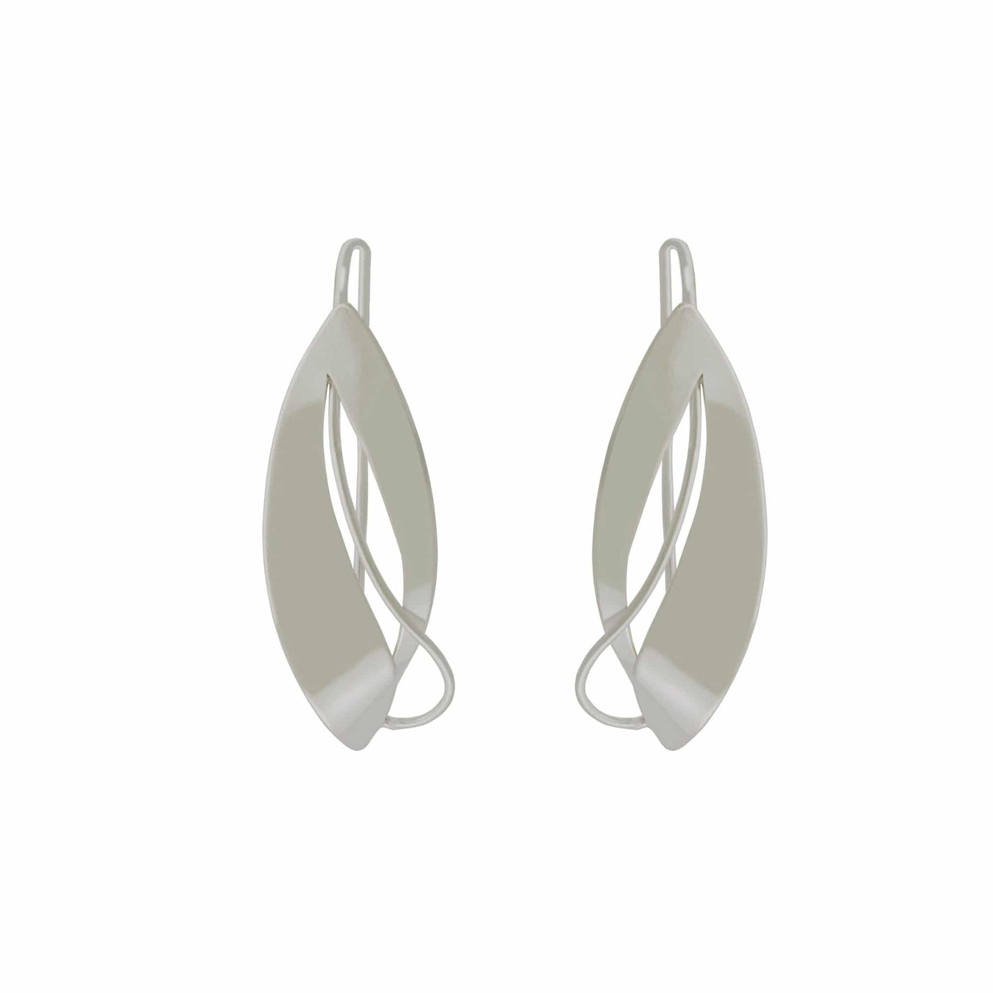 Sterling Silver Leaf Shaped Dangle Earrings by The Touch