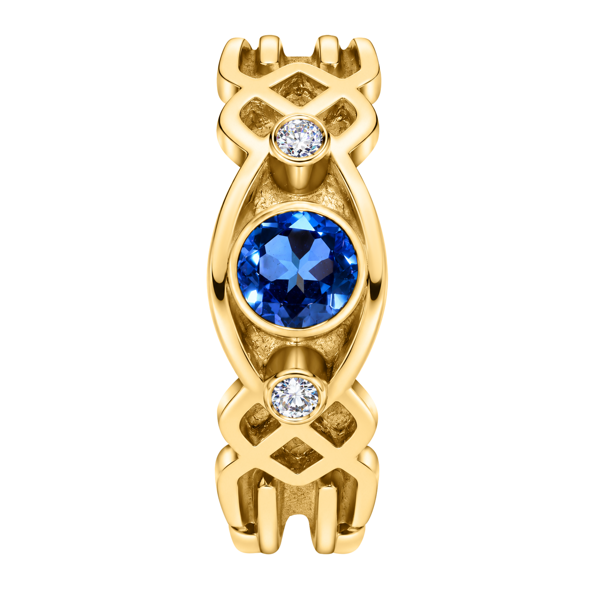 14K Yellow Bezel Set Tanzanite with Diamond Accents Ring