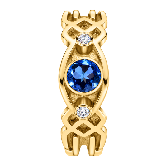 14K Yellow Bezel Set Tanzanite with Diamond Accents Ring