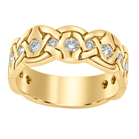 14K Yellow Gold Designer Diamond Band