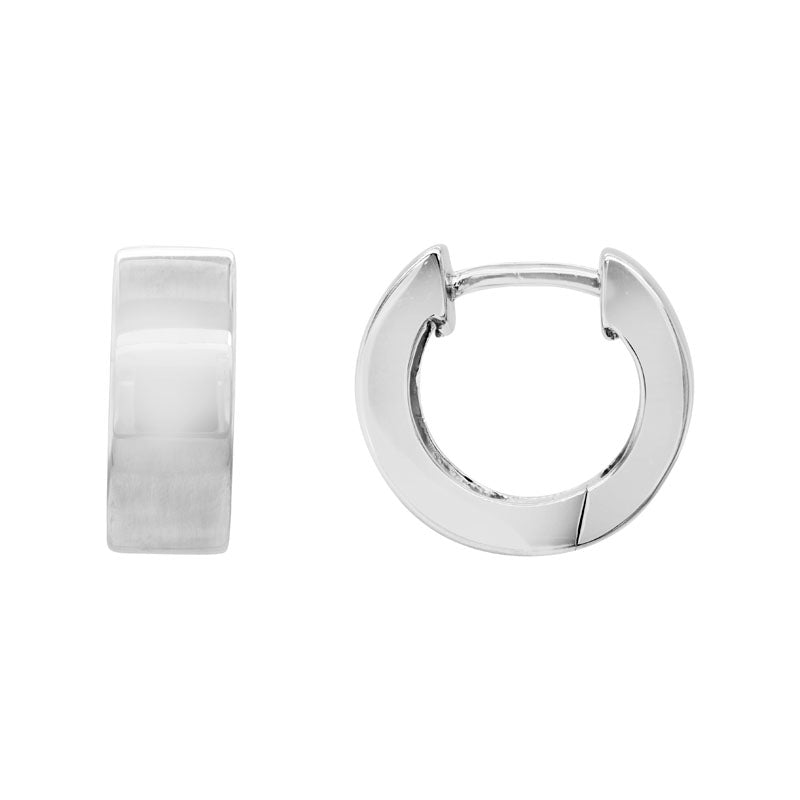 Sterling Silver Rhodium Plated Huggie Earrings