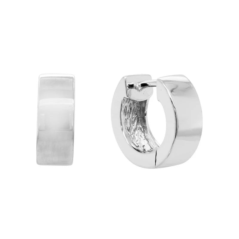 Sterling Silver Rhodium Plated Huggie Earrings