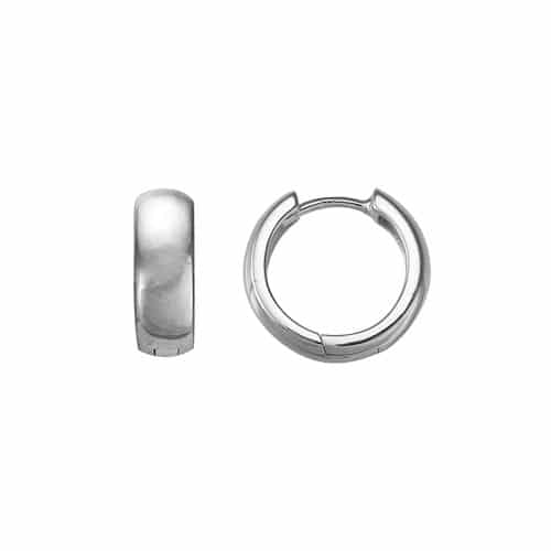 Sterling Silver Rhodium Plated 4.5x13.5mm Hinged Hoop Earrings by The Little Jewel