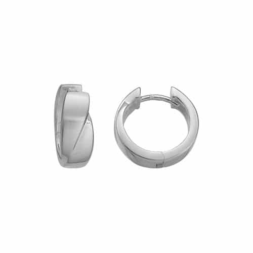 Sterling Silver Rhodium Plated 14.5mm Asymmetric Hinged Hoop Earrings by The Little Jewel