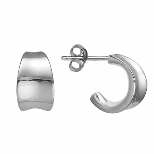 Sterling Silver and Rhodium Concave J Taper Earrings. by The Little Jewel