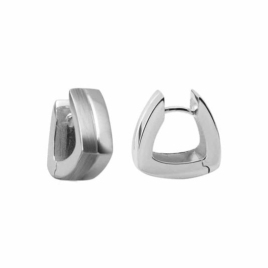 Sterling Silver and Rhodium 14.5mm Hinged Triangle Earrings by The Little Jewel