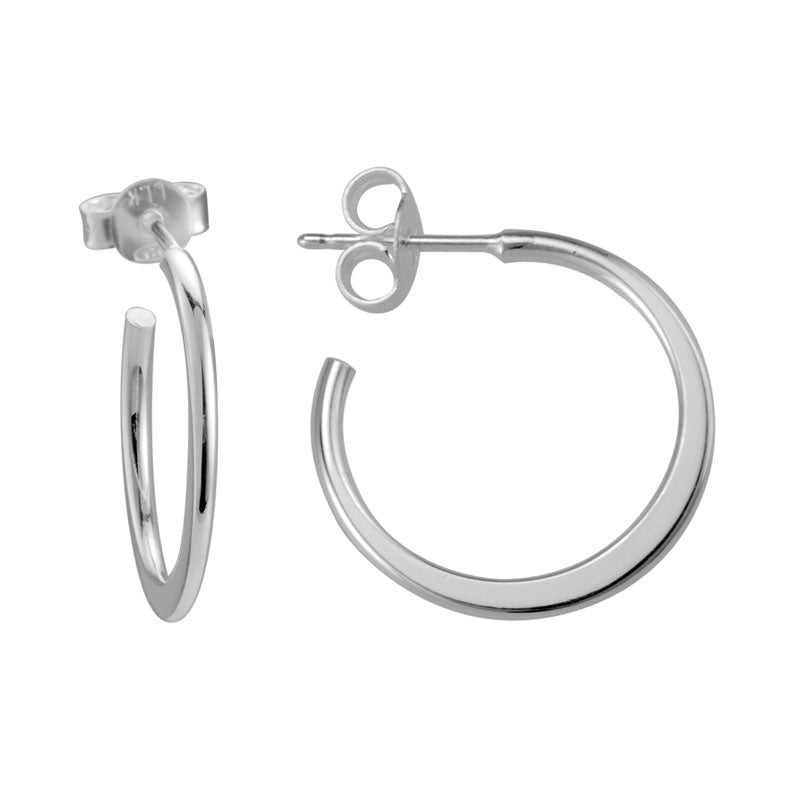 Sterling Silver Small Round to Flat Tapered Hoops