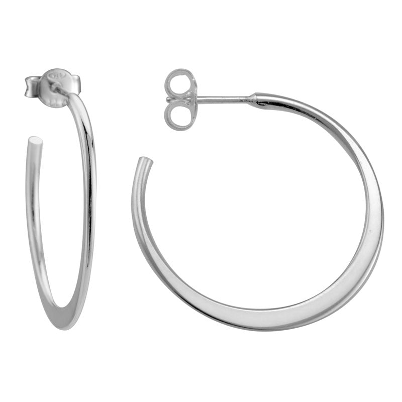 Sterling SilverRound to Flat Tapered Hoops