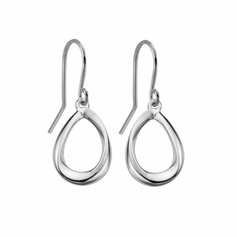 Sterling Silver and Rhodium 27mm Teardrop Twist Dangle Earrings by The Little Jewel