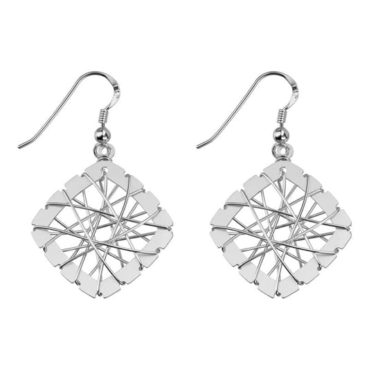 Sterling Silver and Rhodium 45mm Dreamcatcher Dangle Earrings by The Little Jewel