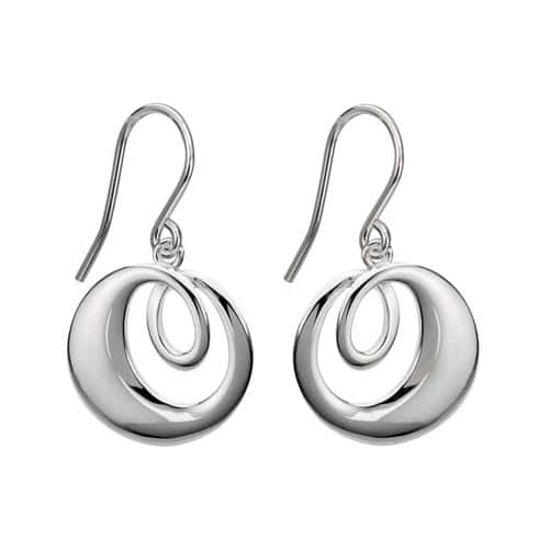 Sterling Silver and Rhodium Looped Swirl Dangle Earrings by The Little Jewel