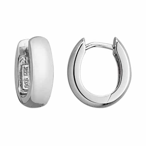 Sterling Silver Rhodium Plated 4.5x15mm Oval Hinged Hoop Earrings by The Little Jewel