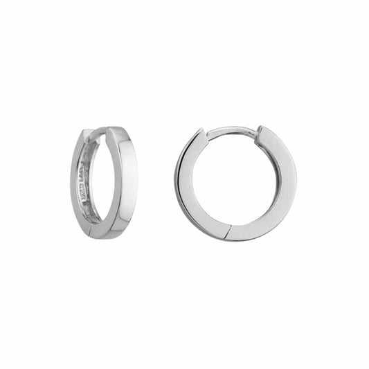 Sterling Silver and Rhodium 2.5x15mm Hinged Hoop Earrings by The Little Jewel