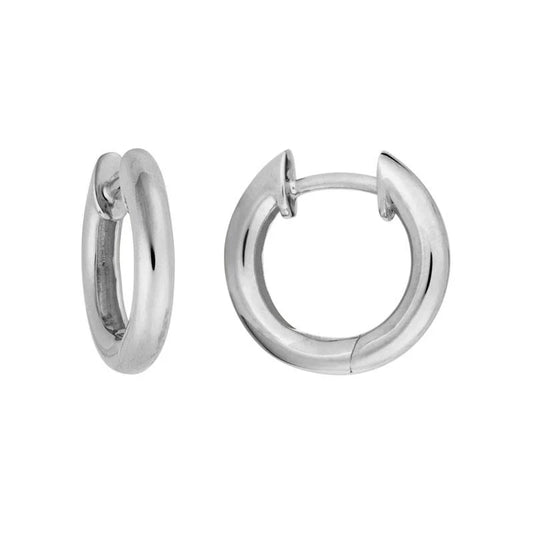 Sterling Silver and Rhodium 13.5mm Hinged Hoop Earrings