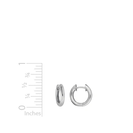 Sterling Silver and Rhodium 13.5mm Hinged Hoop Earrings