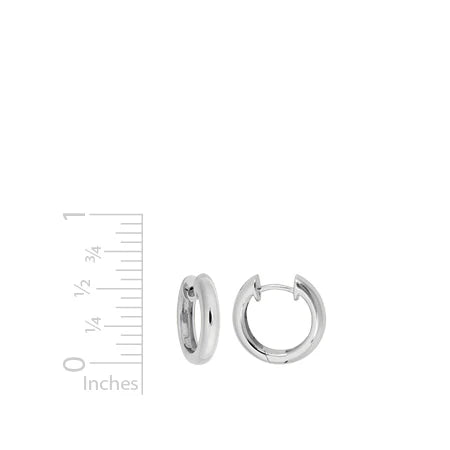 Sterling Silver and Rhodium 15.2mm Hinged Hoop Earrings