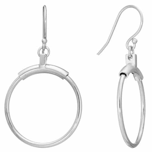 Sterling Silver and Rhodium Rotating Ring Dangle Earrings by The Little Jewel