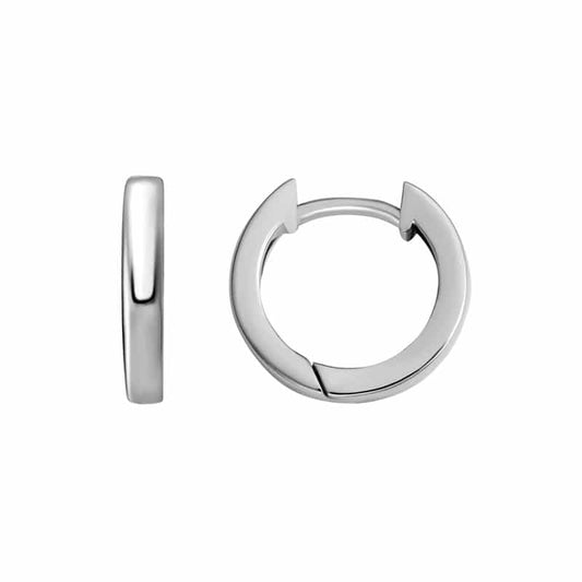 Sterling Silver and Rhodium 2x12.5mm Square Edge Hinged Hoop by The Little Jewel