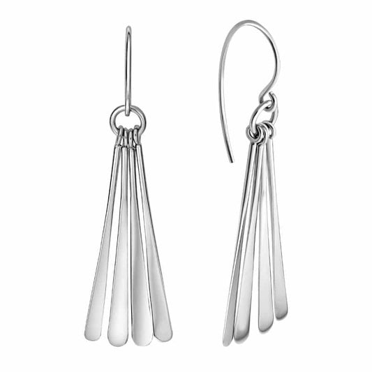 Sterling Silver and Rhodium 4-Part Long Teardrop Dangle Earrings by The Little Jewel