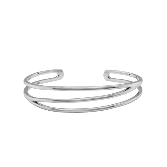 Sterling Silver and Rhodium Three Strand Plated Bracelet