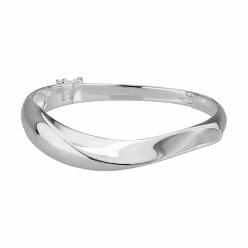 Sterling Silver and Rhodium Centered Twist Hinged Bangle Bracelet by The Little Jewel