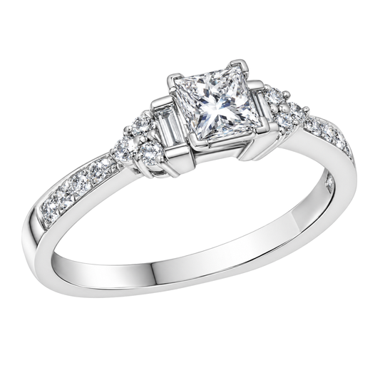 14K White Gold Princess Cut Diamond Engagement Ring