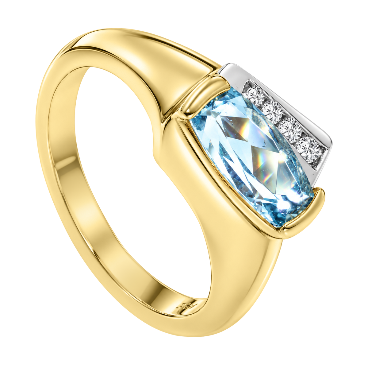 14K Yellow Gold Custom Aquamarine Ring