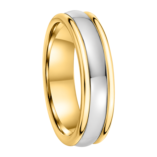 18K Bicolored Gold Men's Wedding Band