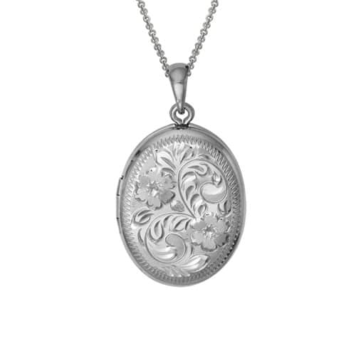 Sterling Silver Oval Engraved Locket by The Little Jewel