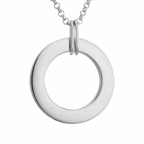 Sterling Silver and Rhodium Circle Pendant with Necklace by The Little Jewel