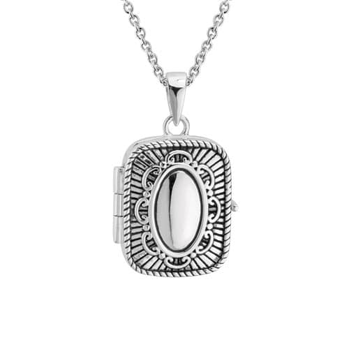 Sterling Silver Oxidized Rectangle Locket Necklace by The Little Jewel