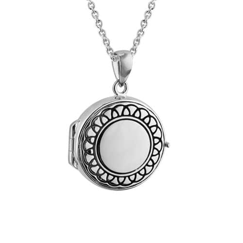 Sterling Silver Oxidized Round Locket Necklace by The Little Jewel