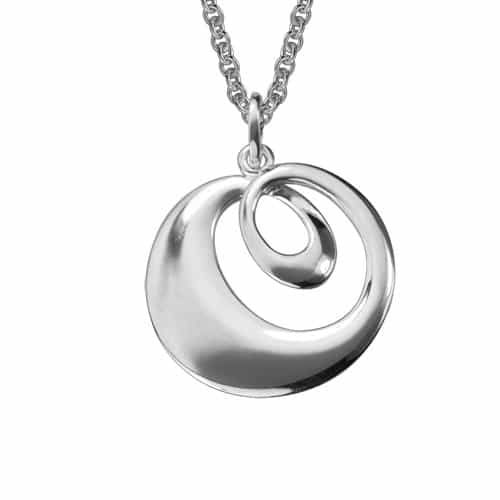 Sterling Silver And Rhodium Looped Swirl Pendant and Necklace by The Little Jewel