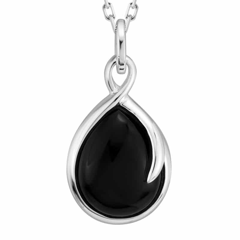Sterling Silver and Rhodium 26mm Onyx Wish Necklace by The Little Jewel