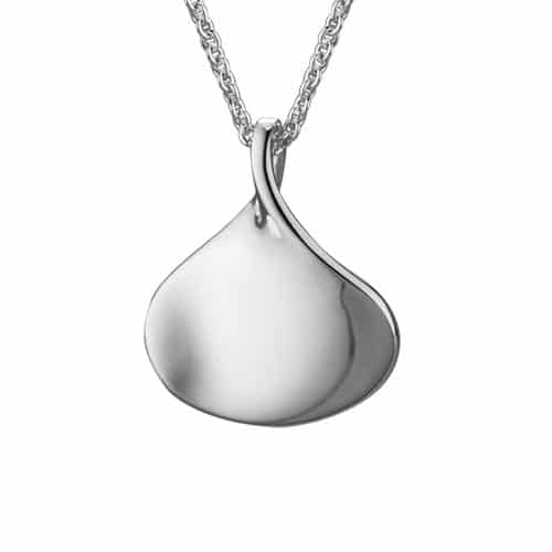 Sterling Silver and Rhodium Shiny Small Scoop Pendant with Necklace by The Little Jewel