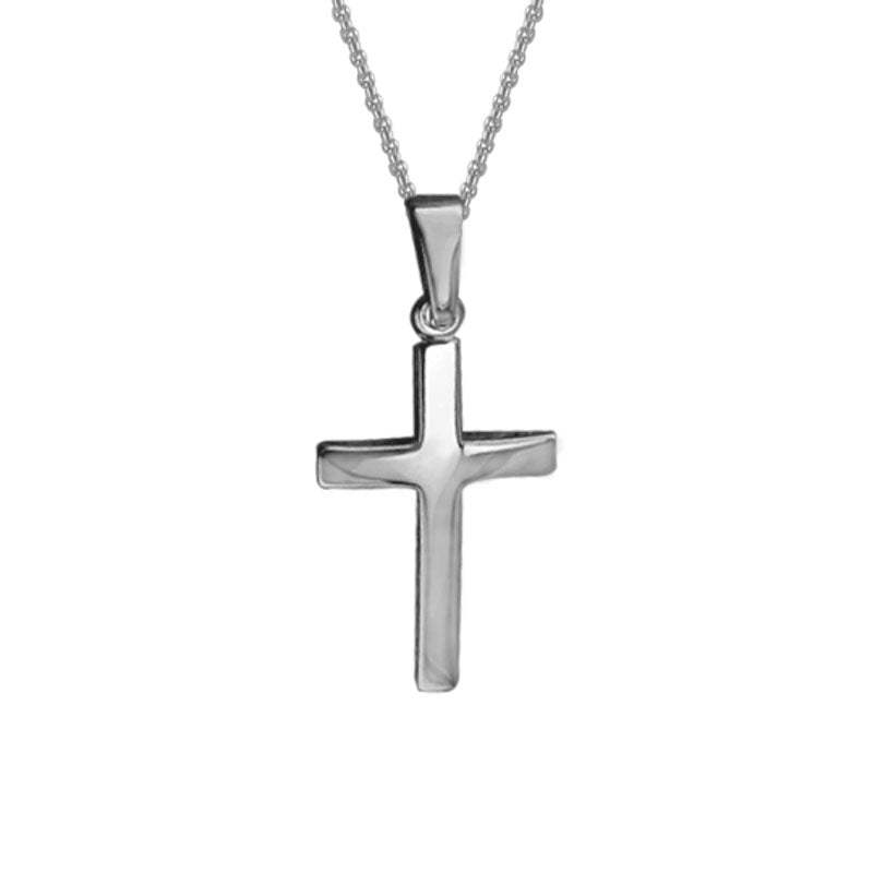 Sterling Silver Rhodium Plated Solid Cross Necklace