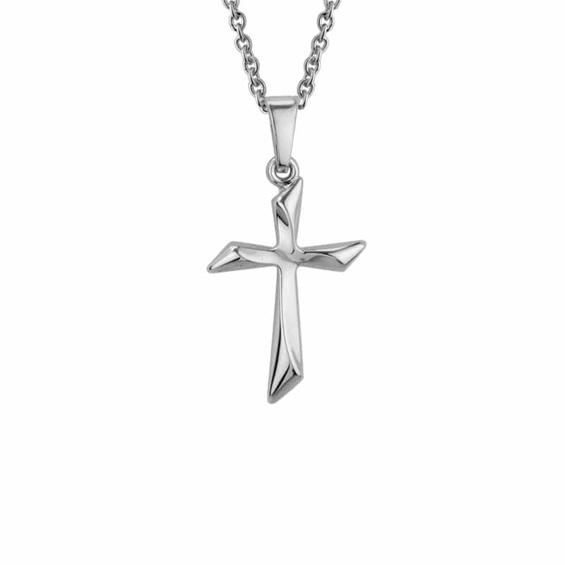 Sterling Silver and Rhodium 19mm Twist Cross Necklace by The Little Jewel