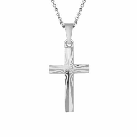 Sterling Silver and Rhodium Radiant Cross Necklace by The Little Jewel