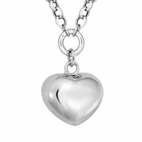 Sterling Silver Puffed Heart Necklace by The Little Jewel