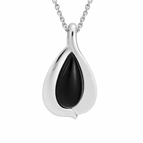 Sterling Silver Teardrop Onyx Necklace by The Little Jewel