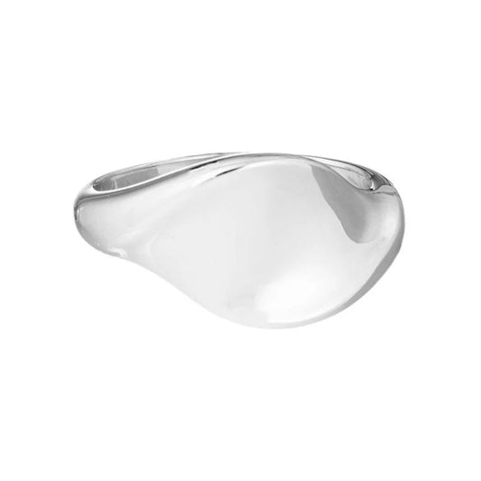 Sterling Silver Rhodium Plated Abstract Wave Ring