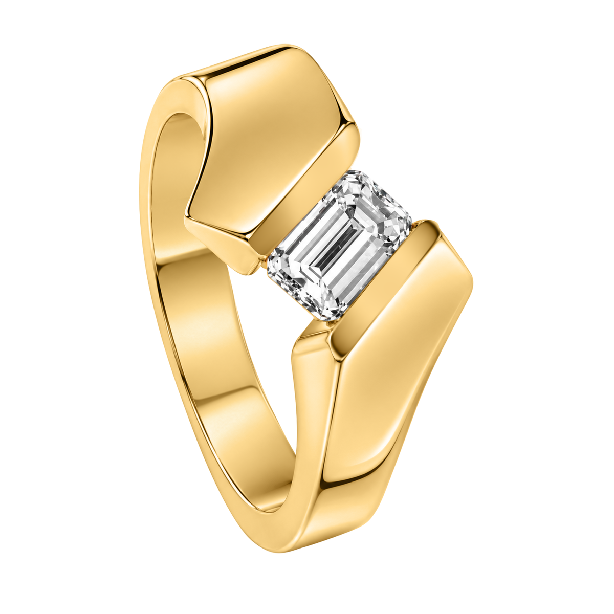 14K Yellow Gold Emerald Cut Diamond Ring