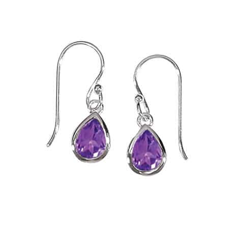 Sterling Silver Dangle Earrings with Amethyst by Boma