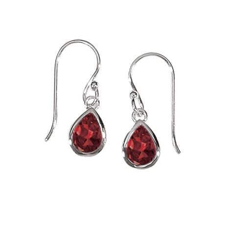 Sterling Silver Teardrop Garnet Dangle Earrings by Boma