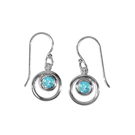 Sterling Silver Dangle Earrings with Blue Topaz by Boma