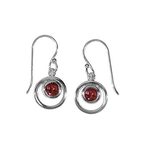 Sterling Silver Dangle Earrings with Garnet by Boma