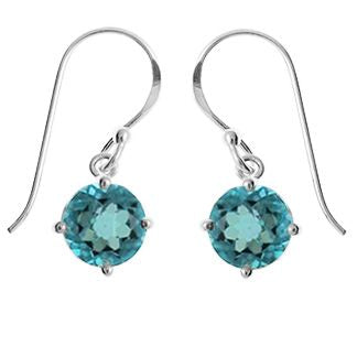 Sterling Silver Round Cut Blue Topaz Dangle Earrings by Boma